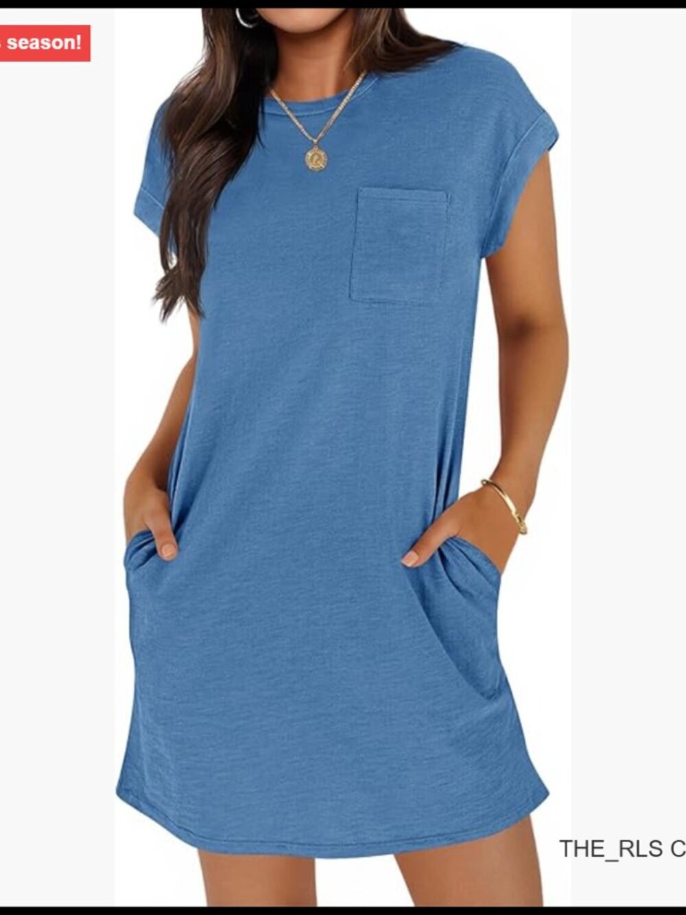 Recycled Material T Shirt Dress Short Sleeve Loose Fit Mini with Pockets